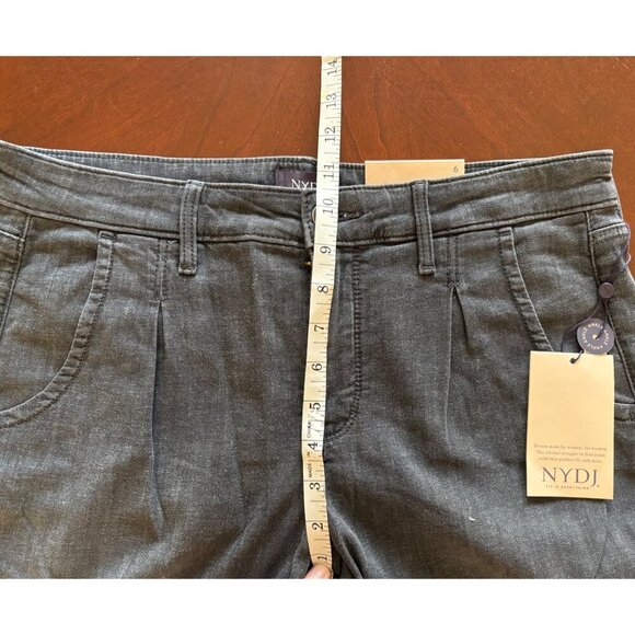 NYDJ NWT Charcoal Grey Giles Stretch Denim Cuffed Ankle High Rise Jeans Size 6 - Picture 8 of 13